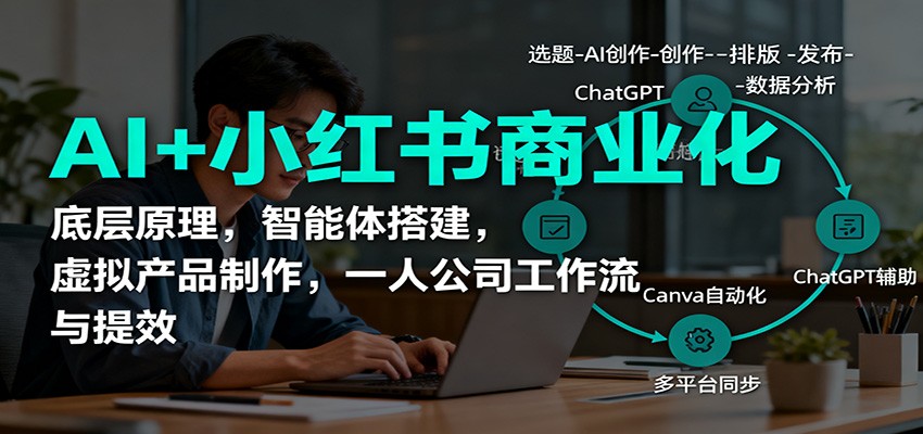 AI+小红书商业化，底层原理，智能体搭建，虚拟产品制作，一人公司工作流与提效-千汇网创
