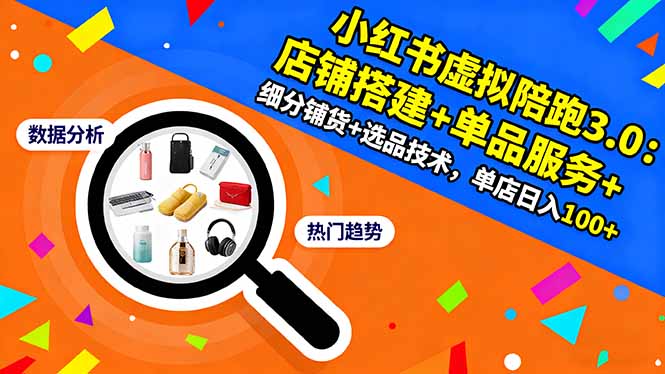 小红书虚拟陪跑3.0：店铺搭建+单品服务+细分铺货+选品技术，单店日入100+-千汇网创