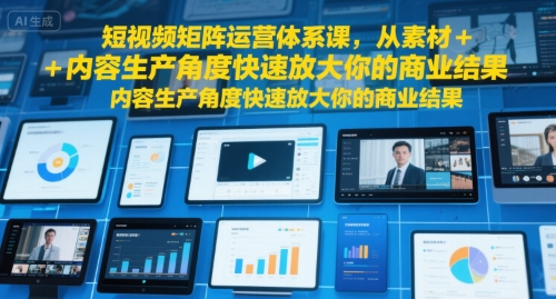 短视频矩阵运营体系课，从素材+内容生产角度快速放大你的商业结果-千汇网创