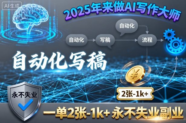 2025年来做AI写作大师，自动化写稿，一单2张-1k+，永不失业副业-千汇网创