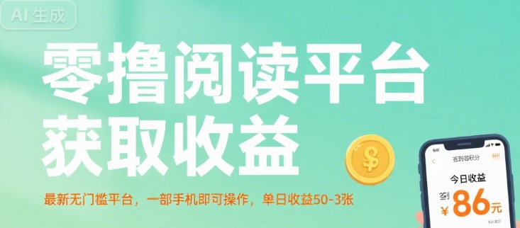 零撸阅读平台获取收益，最新无门槛平台，一部手机即可操作，单日收益50-3张【揭秘】-千汇网创