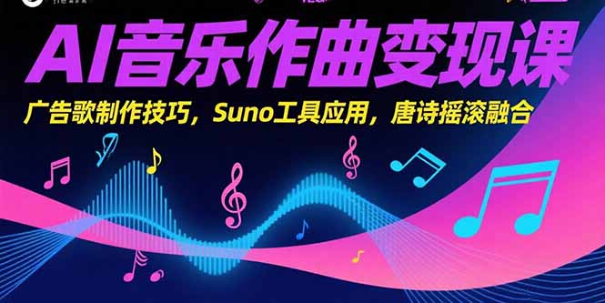 AI音乐作曲变现课，广告歌制作技巧，Suno工具应用，唐诗摇滚融合-千汇网创
