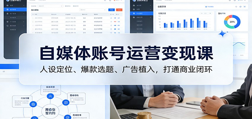 自媒体账号运营变现课：人设定位、爆款选题、广告植入，打通商业闭环-千汇网创