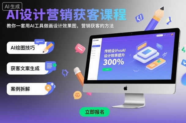 AI设计营销获客课程，教你一套用AI工具做画设计效果图，营销获客的方法-千汇网创