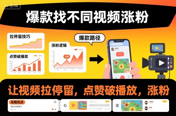 爆款找不同视频涨粉,让视频拉停留,实现点赞,破播放,涨粉-千汇网创