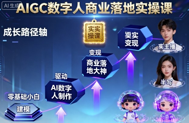 AIGC数字人商业落地实操课，从零基础小白到AI数字人大神-千汇网创