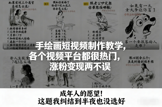 手绘画短视频制作教学，各个视频平台都很热门，涨粉变现两不误-千汇网创