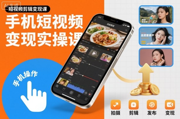 手机短视频变现实操课，短视频剪辑变现课-千汇网创