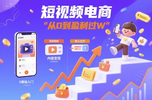 短视频电商：短视频变现从0到盈利过W-千汇网创