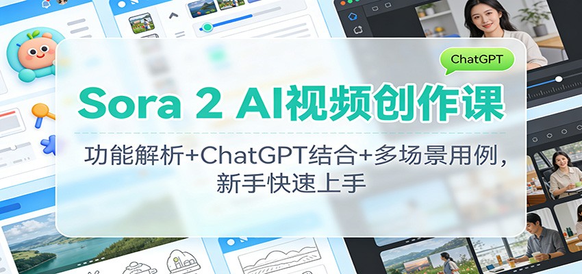 Sora 2 AI视频创作课：功能解析+ChatGPT结合+多场景用例，新手快速上手-千汇网创