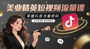美业精英短视频流量课，掌握抖音流量密码，天天有询单，条条有转化-千汇网创