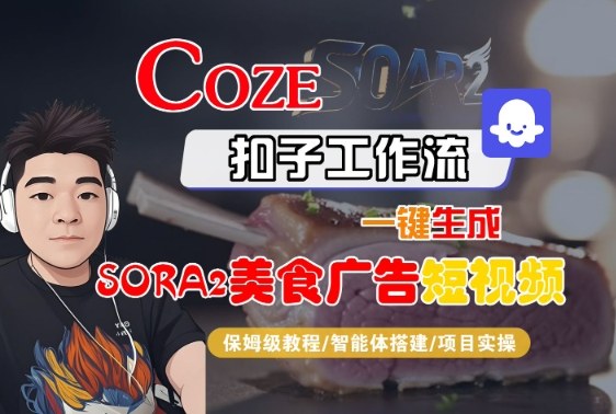 Coze扣子智能体工作流一键生成“SORA2美食广告“短视频，全流程保姆级教学-千汇网创