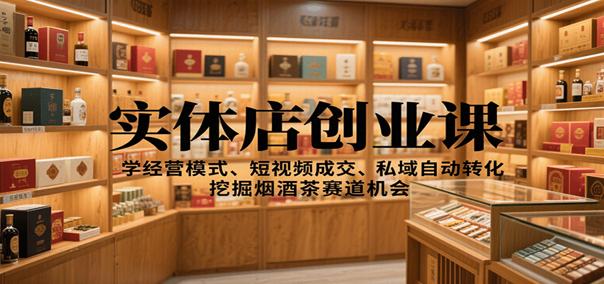 实体店创业课：学经营模式、短视频成交、私域自动转化，挖掘烟酒茶赛道机会-千汇网创