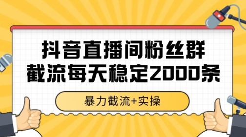 抖音直播间粉丝群暴力截流，一台电脑每天稳定2000条数据【揭秘】-千汇网创