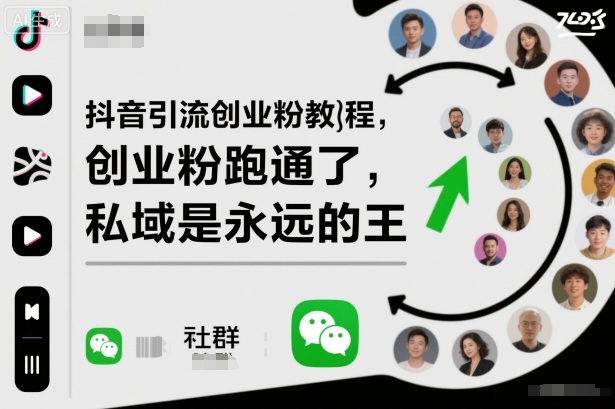 抖音引流创业粉教程，创业粉终于跑通了，私域是永远的王-千汇网创