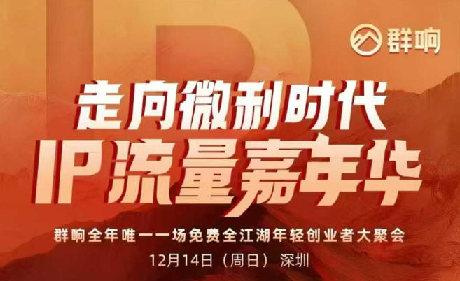 2025ip嘉年华万人12月14深圳线下课，走向微利时代，IP流量嘉年华，实操性极强的商业干货课-千汇网创