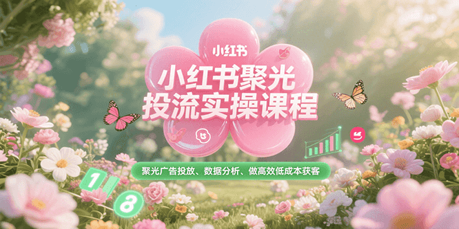 小红书聚光投流实操课程，聚光广告投放、数据分析、做高效低成本获客-千汇网创