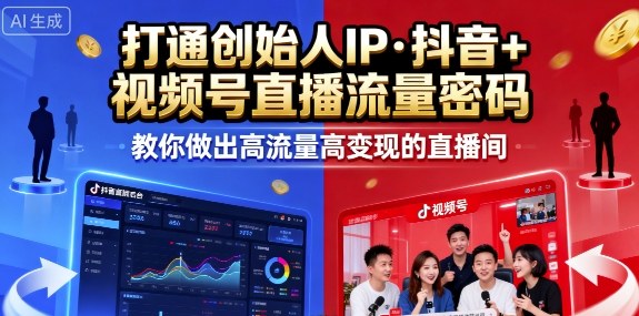 25年直播9-10两期线下课，打通创始人IP，抖音+视频号直播流量密码，教你做出高流量高变现的直播间-千汇网创