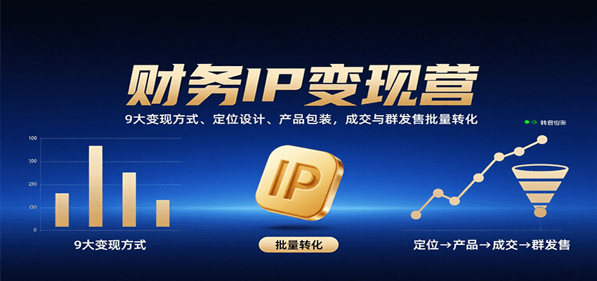 财务IP变现营：9大变现方式、定位设计、产品包装，成交与群发售批量转化-千汇网创