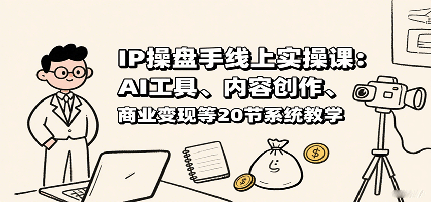 IP操盘手线上实操课：AI工具、内容创作、商业变现等20节系统教学-千汇网创