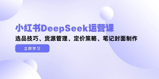 小红书DeepSeek运营课，选品技巧、货源管理、定价策略、笔记封面制作-千汇网创