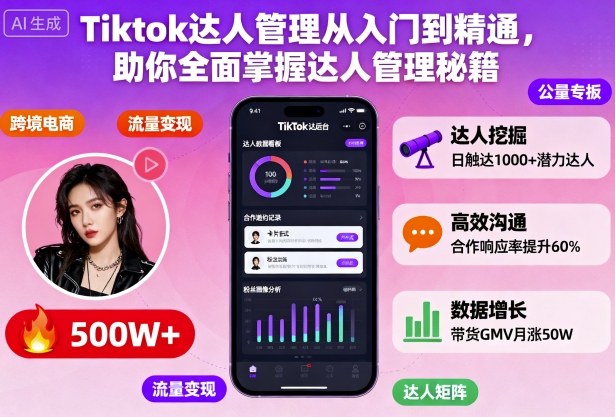 Tiktok达人管理从入门到精通，助你全面掌握达人管理秘籍-千汇网创