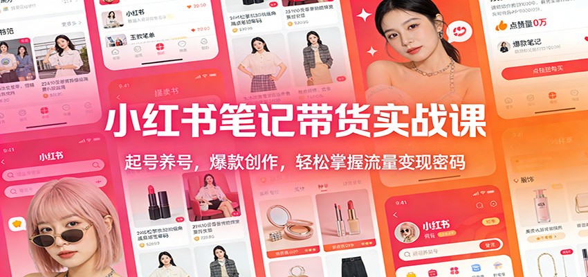 小红书笔记带货实战课：起号养号，爆款创作，轻松掌握流量变现密码-千汇网创
