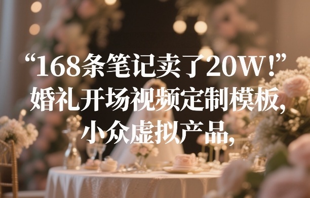 168条笔记卖了20W！婚礼开场视频定制模板，小众虚拟产品-千汇网创