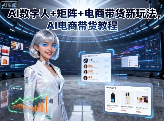 AI数字人+矩阵+电商带货新玩法，AI电商带货教程-千汇网创