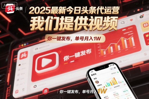 2025最新今日头条代运营，我们提供视频，你一键发布，单号月入1W【揭秘】-千汇网创