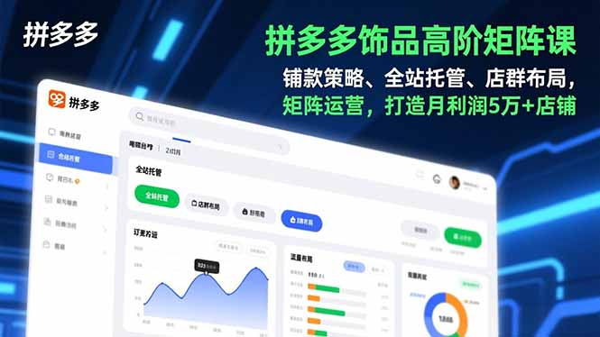 拼多多饰品高阶矩阵课，铺款策略、全站托管、店群布局，矩阵运营，打造月利润5万+店铺-千汇网创