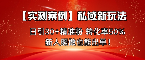 【实测案例】私域新玩法，日引30+精准粉，转化率50%，新人照做也能出单！-千汇网创
