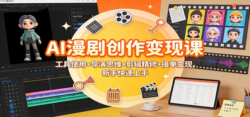 AI漫剧创作变现课：工具使用+导演思维+剪辑精修+接单变现，新手快速上手-千汇网创