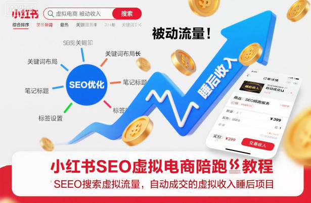 小红书SEO虚拟电商陪跑教程，实现seo搜索被动流量，自动成交的被动收入睡后项目-千汇网创