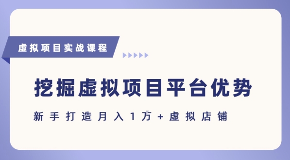 抓住虚拟项目各平台优势，新手轻松月入1W+(给出具体建议)-千汇网创