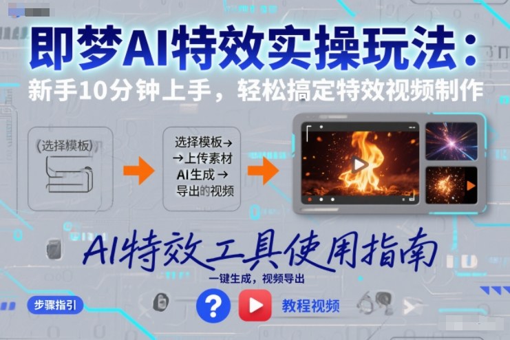 即梦AI特效实操玩法：新手10分钟上手，轻松搞定特效视频制作-千汇网创