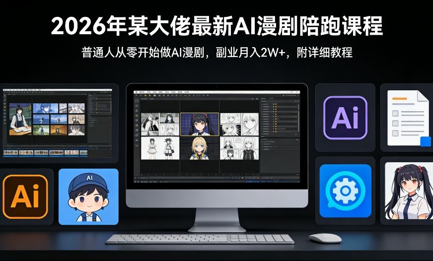 26年某大佬最新Ai漫剧陪跑课程，普通人从零开始做AI漫剧，副业月入2W+-千汇网创