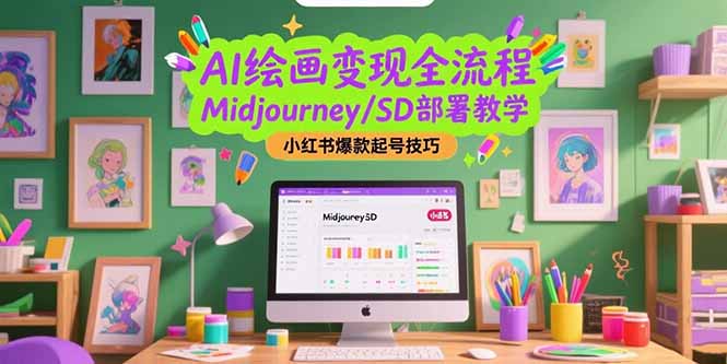 AI绘画变现全流程，Midjourney/SD部署教学，小红书爆款起号技巧-千汇网创
