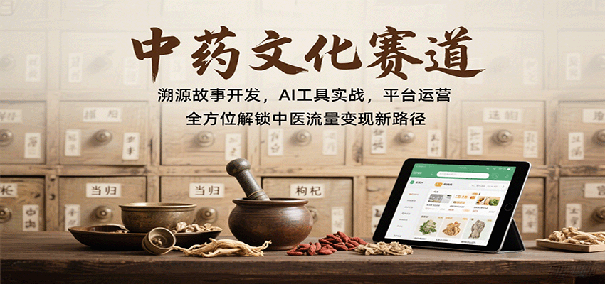 中药文化赛道：溯源故事开发，AI工具实战，平台运营，全方位解锁中医流量变现新路径-千汇网创