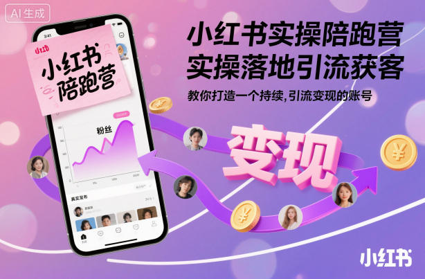 小红书实操陪跑营，实操落地引流获客，教你打造一个持续引流变现的账号-千汇网创