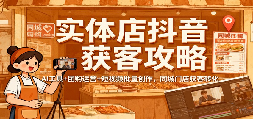 实体店抖音获客攻略：AI工具+团购运营+短视频批量创作，同城门店获客转化-千汇网创
