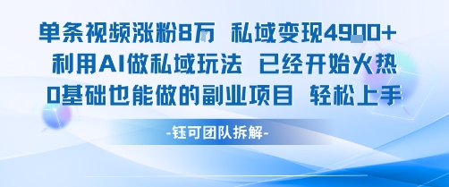 单条视频私域变现4.9k+利用AI做私域玩法 已经开始火热0基础也能做的副业项目轻松上手-千汇网创