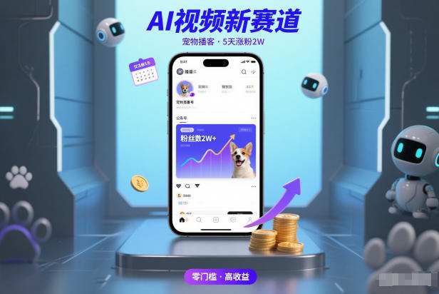 AI视频新赛道，宠物播客仅注册5天涨粉2W，收益非常可观-千汇网创