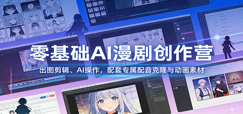 零基础AI漫剧创作营：出图剪辑、AI操作，配套专属配音克隆与动画素材-千汇网创