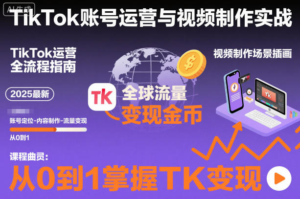 2025最新TikTok账号运营与视频制作实战全流程，从0到1掌握TK变现(含11月最新TK搬运技术)-千汇网创