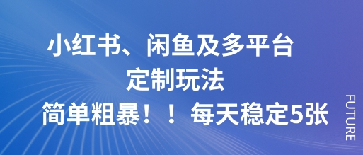 小红书、闲鱼及多平台定制玩法简单粗暴！每天稳定5张-千汇网创
