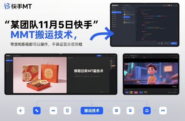 某团队11月5日快手MT搬运技术，带货和影视都可以操作，不保证百分百同框，自测-千汇网创
