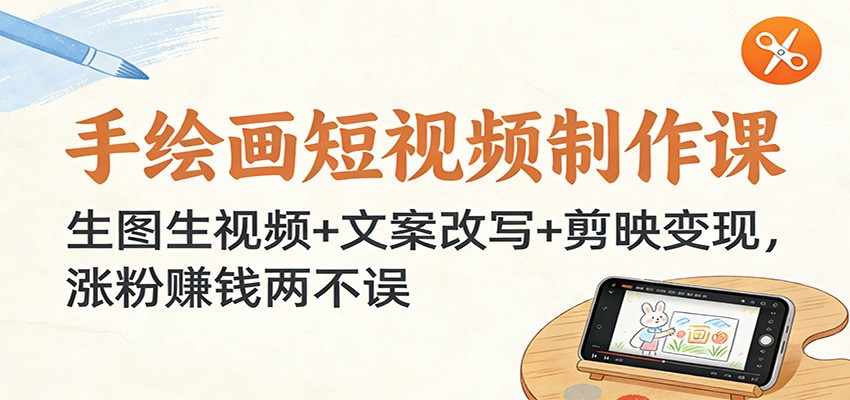 手绘画短视频制作课：生图生视频+文案改写+剪映变现，涨粉赚钱两不误-千汇网创