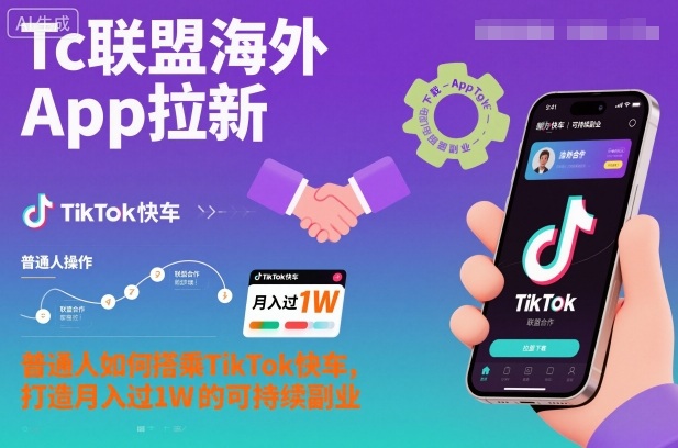 Tc联盟海外App拉新：普通人如何搭乘TikTok快车，打造月入过1W的可持续副业-千汇网创