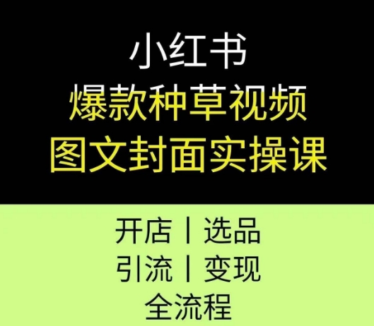 小红书爆款种草视频图文封面实操课，开店、选品、引流、变现全流程-千汇网创
